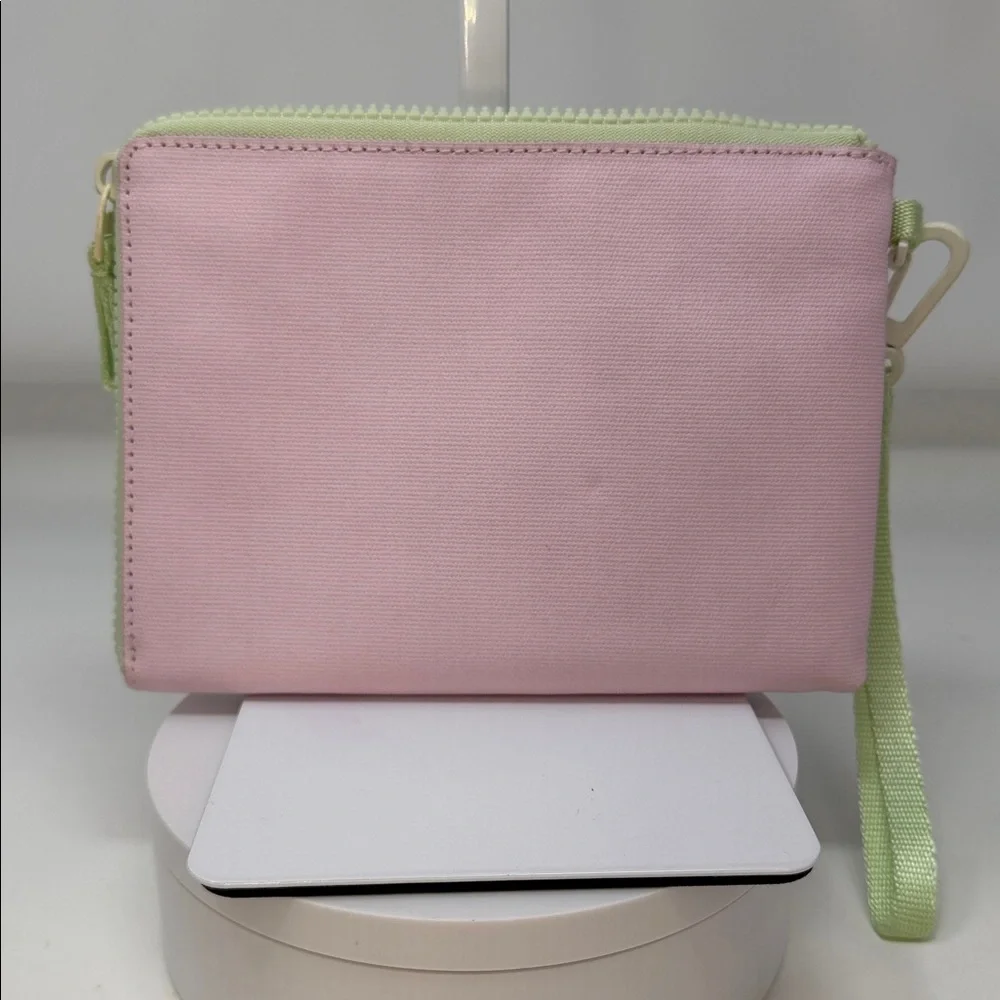 Tory Burch Sport Golf Tee Pouch Wristlet Canvas Case Pink Green Country Club